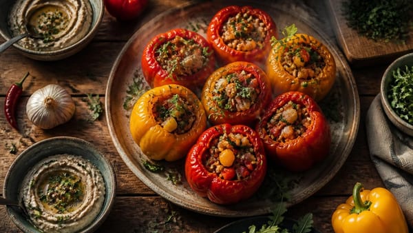 Planetary Health Diet: Ein Rezept für gefüllte Paprika mit Baba Ganoush