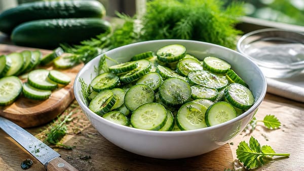 Schlank durch die Hitze: Gurkensalat mit wenig Kalorien und viel Geschmack
