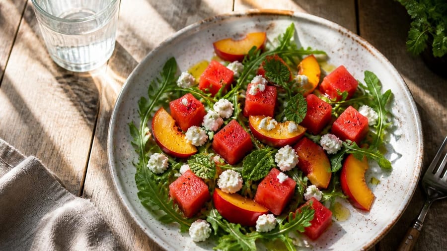 Wassermelone, Pfirsich & Co.: Welches Obst passt zum Salat?